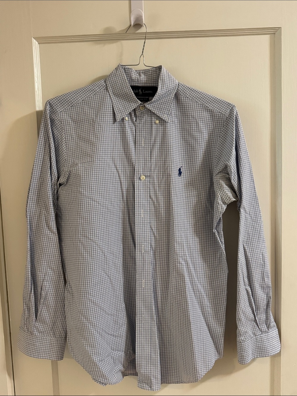 Ralph Lauren Blue and White Micro-Check Button-Down Shirt